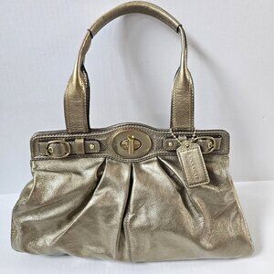 Coach Purse Garnet Gold Patent Leather Turnlock Satchel 13915